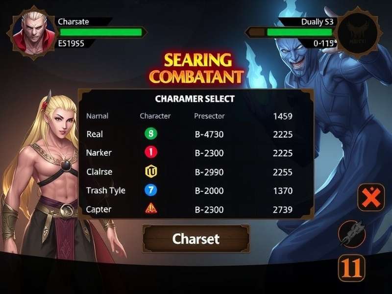 Searing Combatant Character Selection Screen